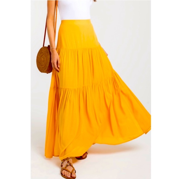 Z Supply Rag Poets yellow maxi skirt - Picture 1 of 2
